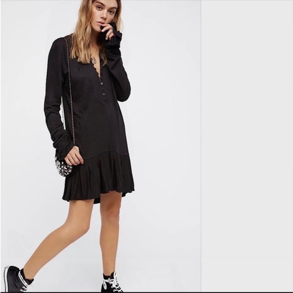 Free People | Your Girl Flounce Hem Knit Henley Tunic Dress - Picture 13 of 13